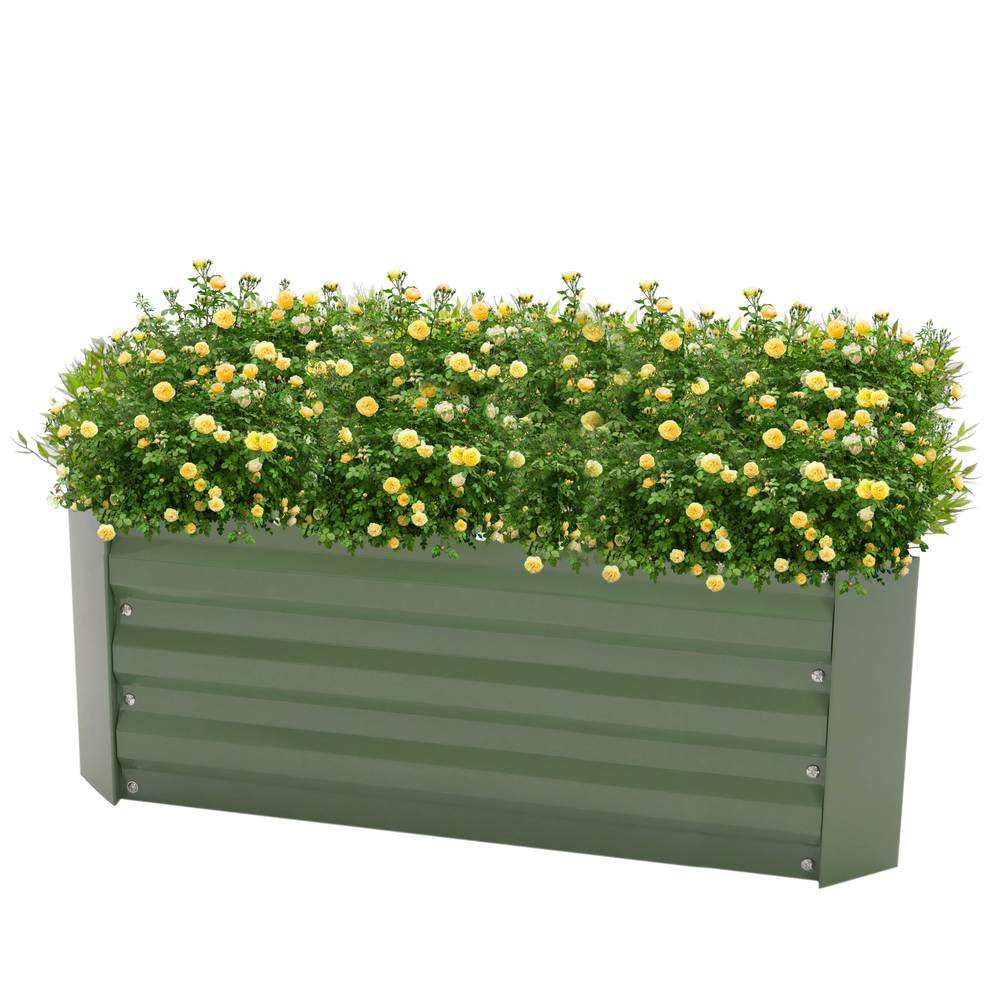 Groene metalen plantenbak 120x60x30 cm