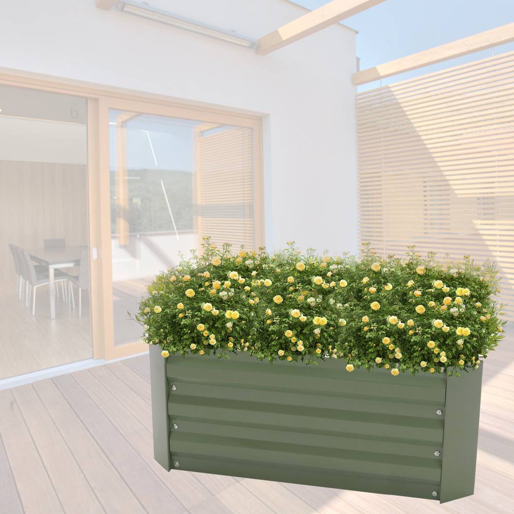 Groene metalen plantenbak 120x60x30 cm