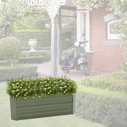 Groene metalen plantenbak 120x60x30 cm