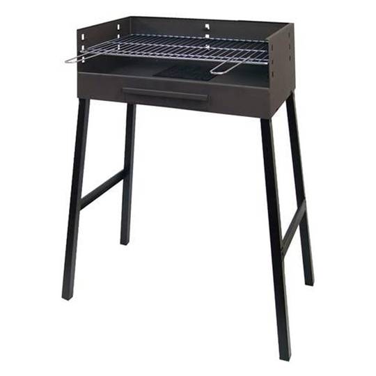 Rechteckiger, verzinkter Holzkohlegrill mit Beinen, 69 x 92 cm, Grill für Garten und Camping
