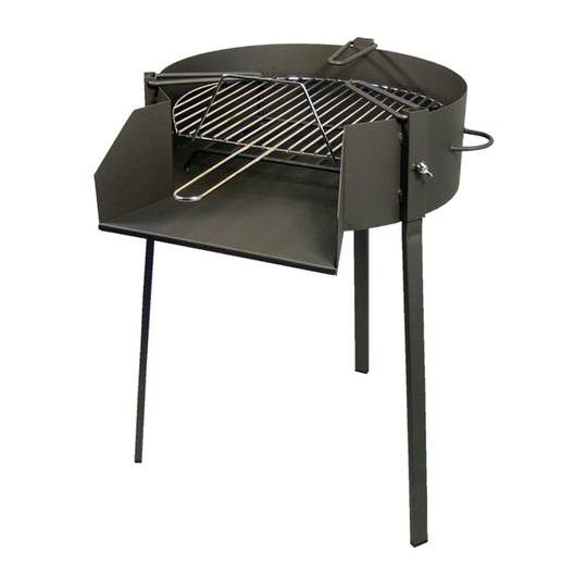 Barbecue a carbonella rotondo 60x75 cm con gambe Griglia per barbecue con supporto per paella per giardino e campeggio