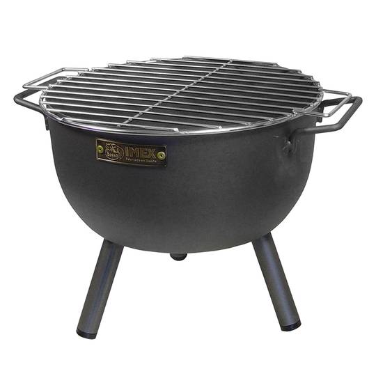 Barbacoa de carbó de sobretaula de 30x28 cm zincada rodona amb potes BBQ grill per a jardí i càmping