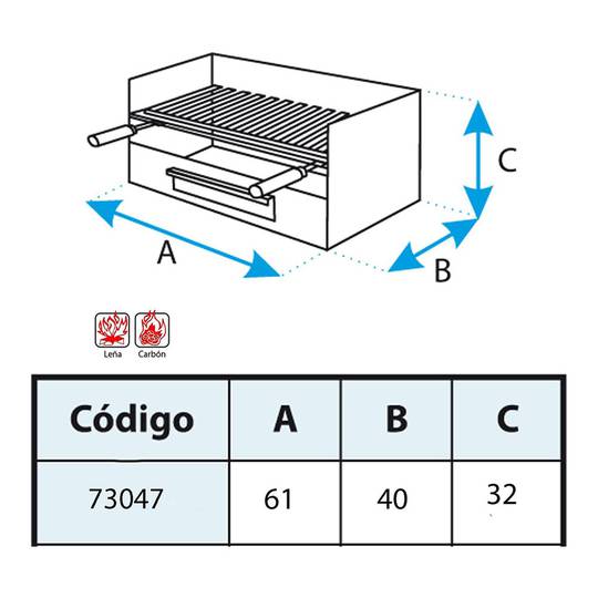 61x32 cm rectangular charcoal barbecue drawer format with legs BBQ grill for garden and camping