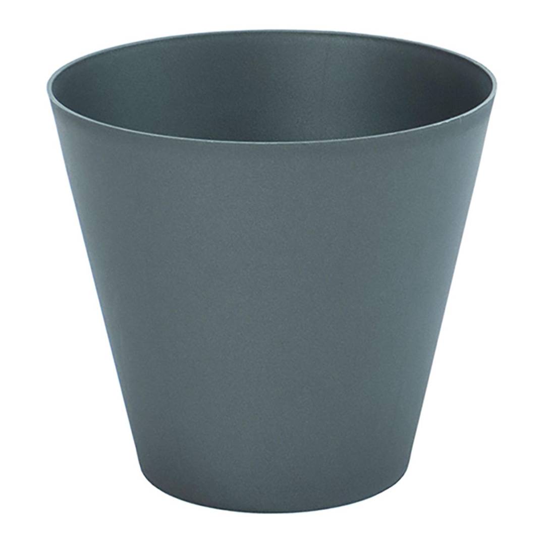 Conical-shaped polypropylene pot for plants with a diameter of 22x20 cm, anthracite color