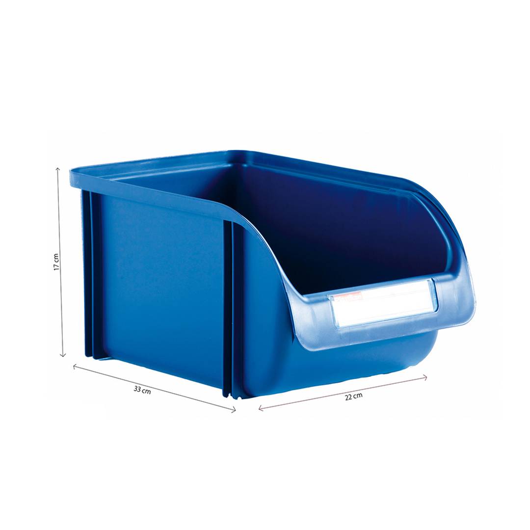 Polypropylene drawer for storage of materials of 22x33x17 cm blue color