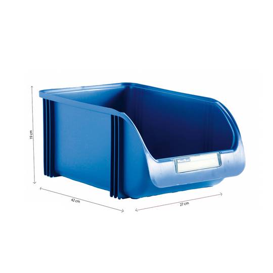Polypropyleen lade voor het opbergen van materialen van 27x42x19 cm blauwe kleur