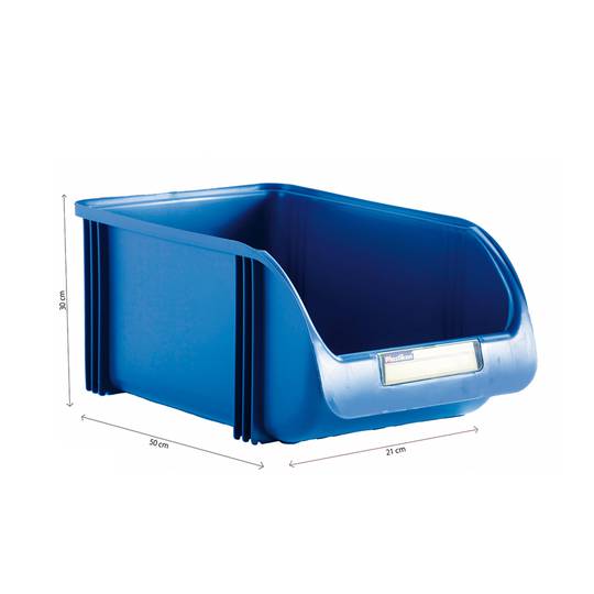 Polypropyleen lade voor het opbergen van materialen van 30x50x21 cm blauwe kleur
