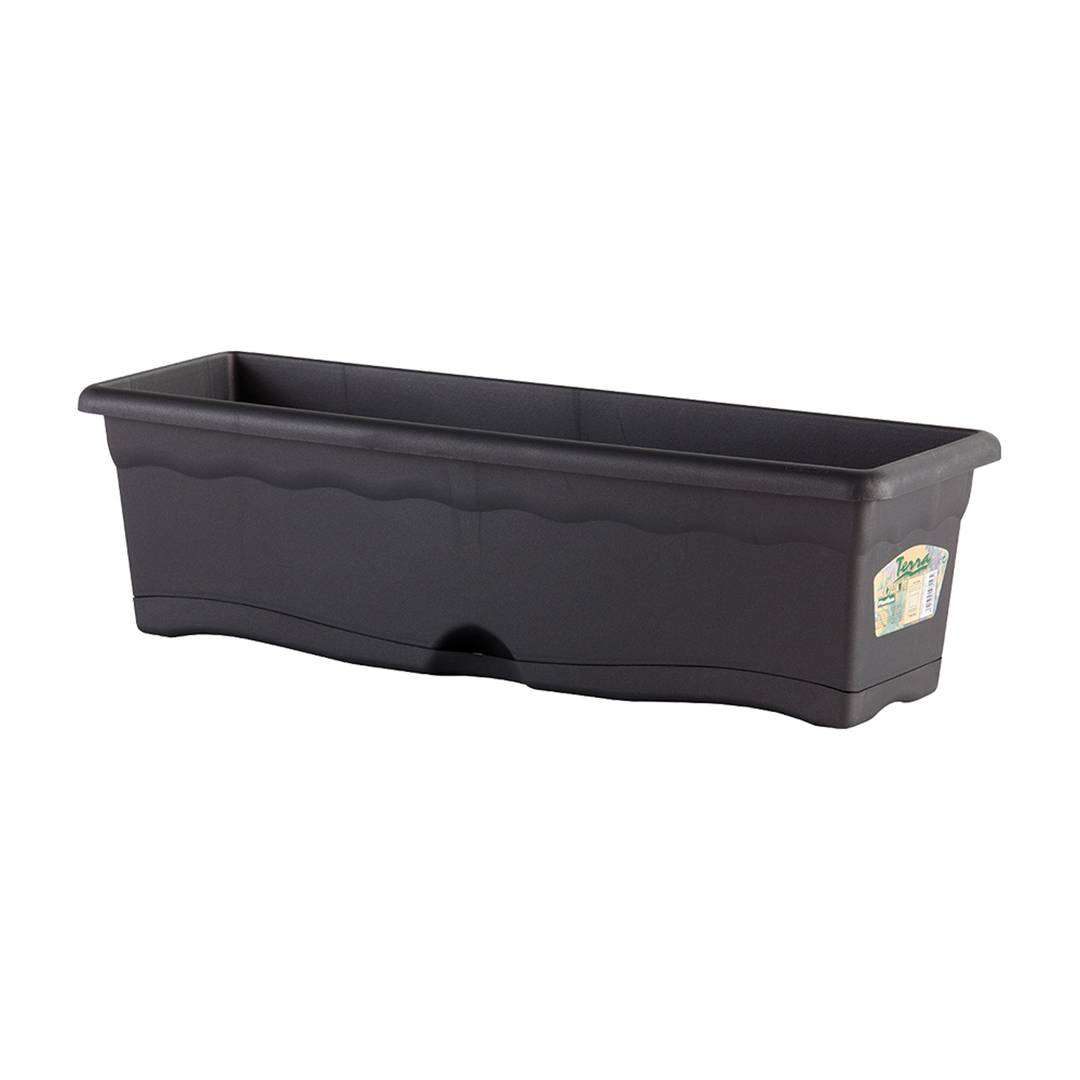 Pflanzgefäß mit integrierter rechteckiger Polypropylenplatte für 50 x 20 cm große Pflanzen, Farbe Anthrazit