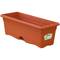 Jardinera amb plat integrat rectangular de polipropilè per a plantes de 80x20 cm color terracota