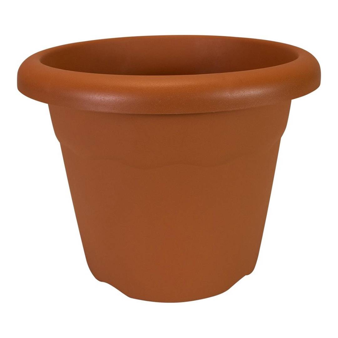 Conical-shaped polypropylene pot for plants with a diameter of 35x26 cm, terracotta color