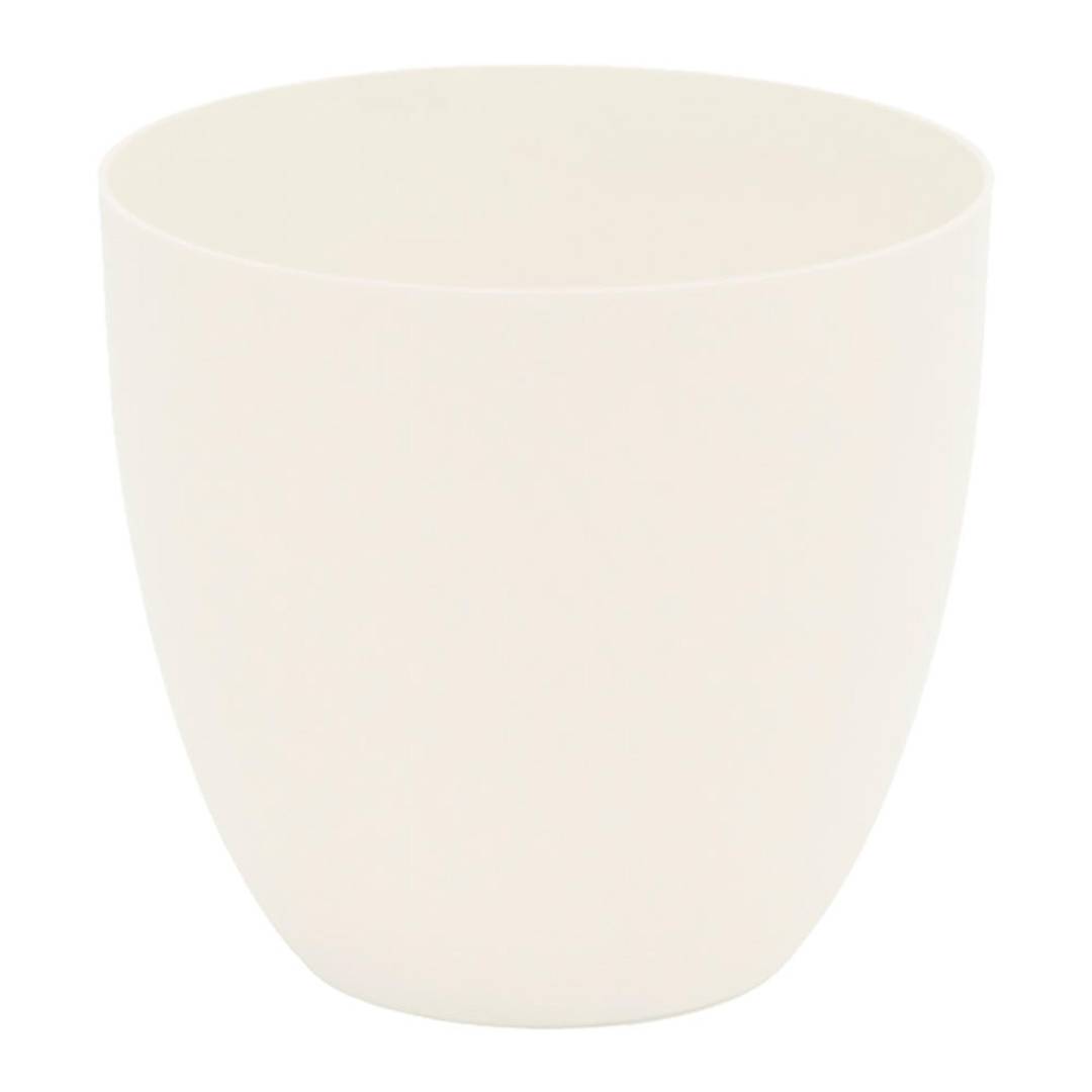 Bowl-shaped polypropylene pot for plants with a diameter of 38 cm, white color