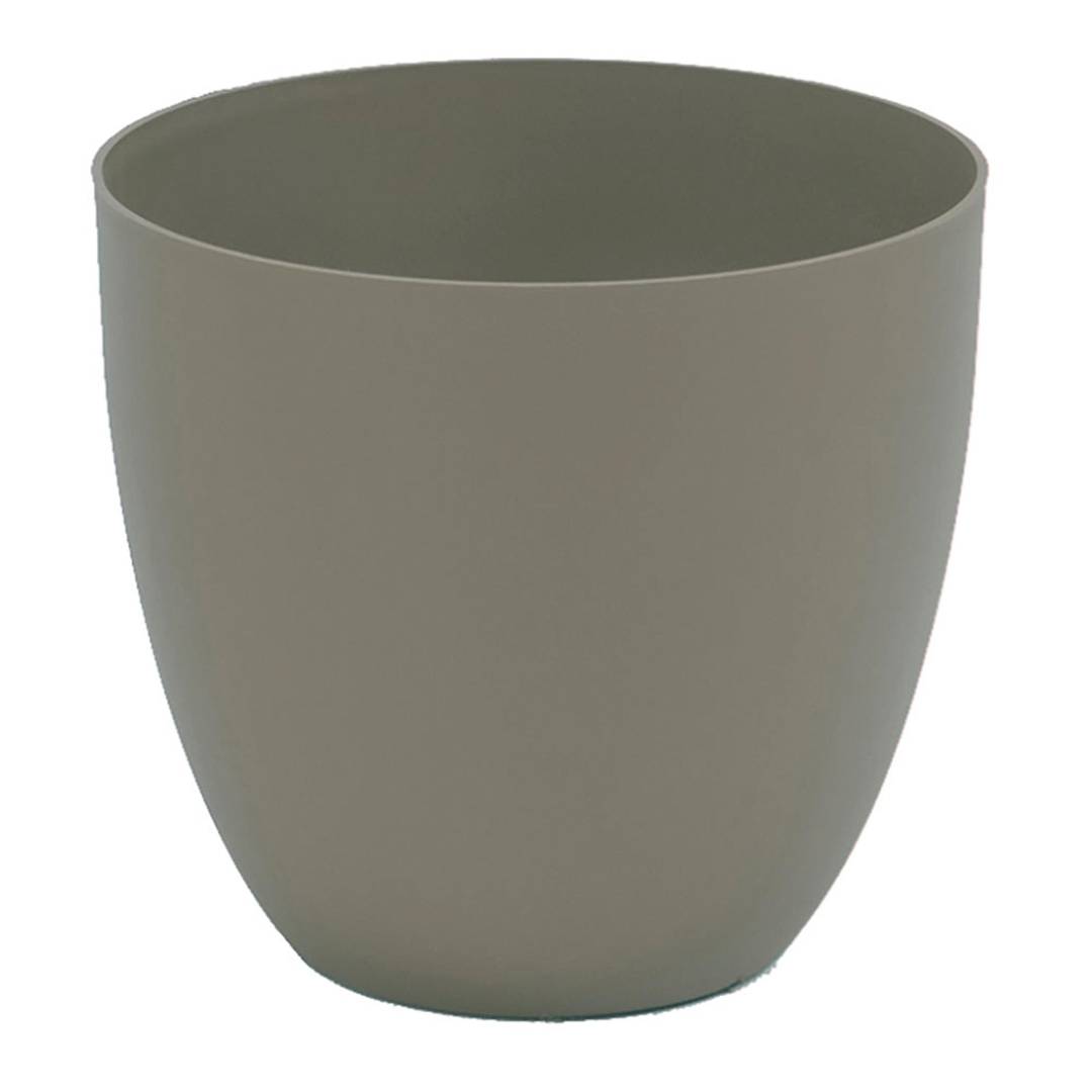 Bowl-shaped polypropylene pot for plants with a diameter of 38 cm, taupe color