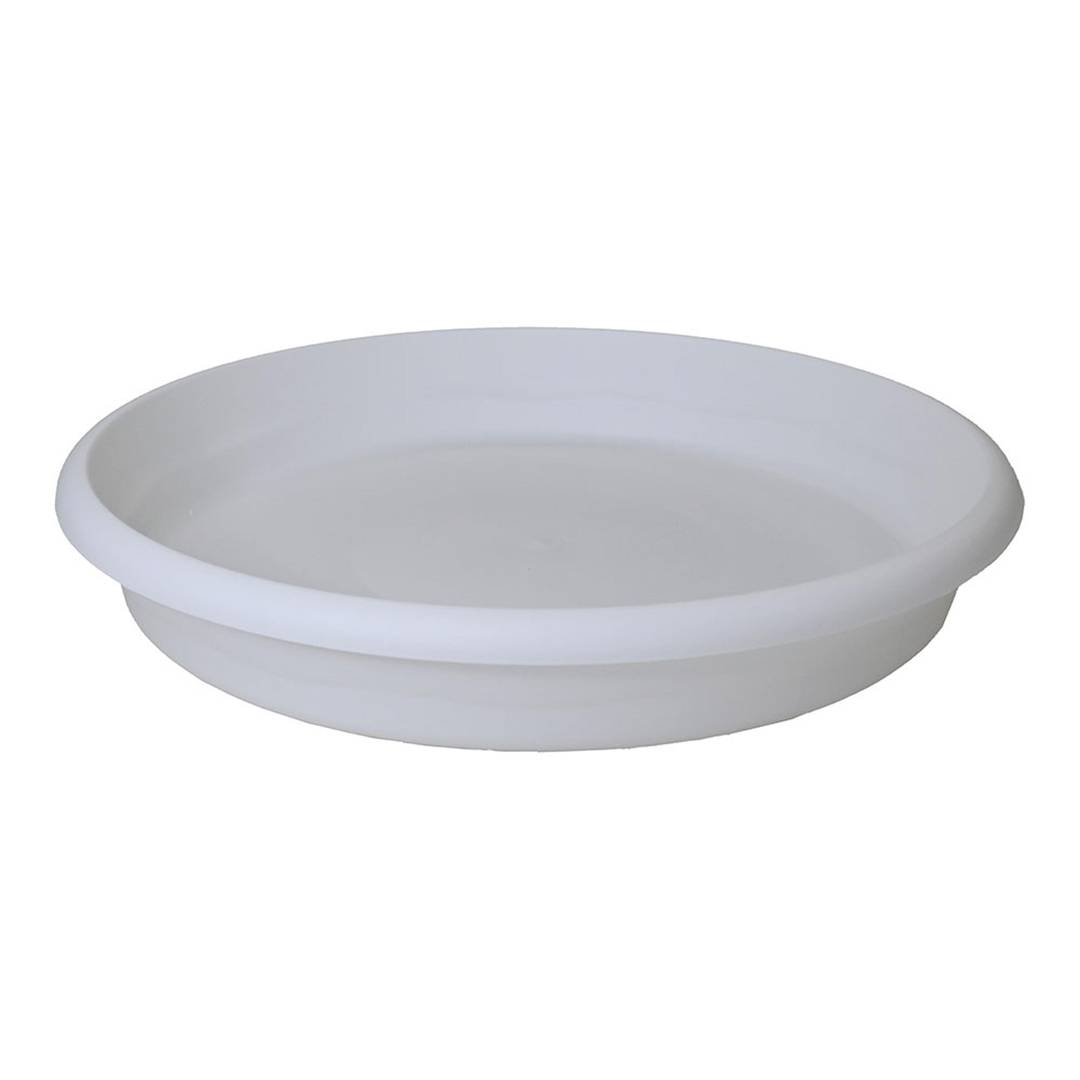 White polypropylene saucer for terra pot with a diameter of 34 cm