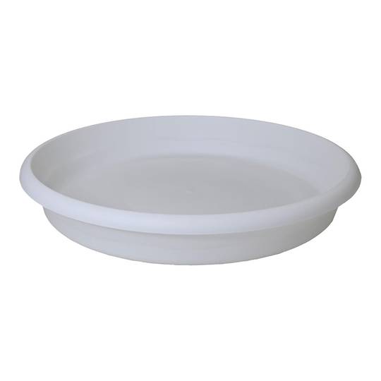 White polypropylene saucer for terra pot with a diameter of 34 cm