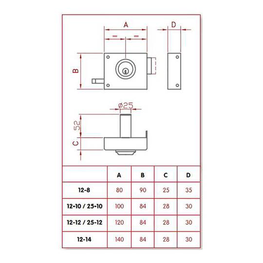 100mm left hand rim lock and entry key JIS 12-10I