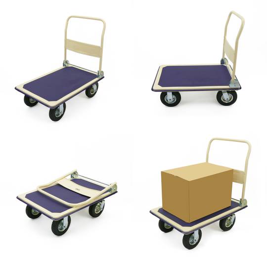Carrinho de aço com pneus e 350 kg de carga 91x62cm