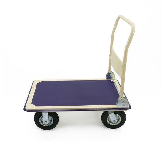 Carrinho de aço com pneus e 350 kg de carga 91x62cm