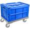 Boîte en plastique EuroBox pliable et empilable. Conteneur en bleu avec couvercle 60x40x32cm 65L