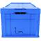 Boîte en plastique EuroBox pliable et empilable. Conteneur en bleu avec couvercle 60x40x32cm 65L