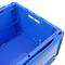 Boîte en plastique EuroBox pliable et empilable. Conteneur en bleu avec couvercle 60x40x32cm 65L