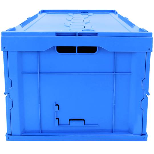 PrimeMatik Conteneur en Bleu avec Couvercle 60x40x32cm 5-Pack Boîte en Plastique EuroBox Pliable et empilable 