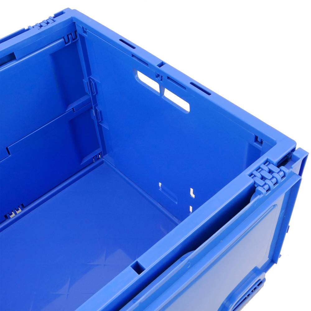 Caja de plástico EuroBox plegable y apilable. Contenedor azul con tapa  60x40x32cm 65L 5-pack - Cablematic