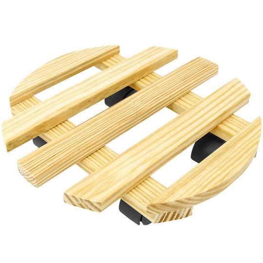 Rond houten platform met wielen 30 cm