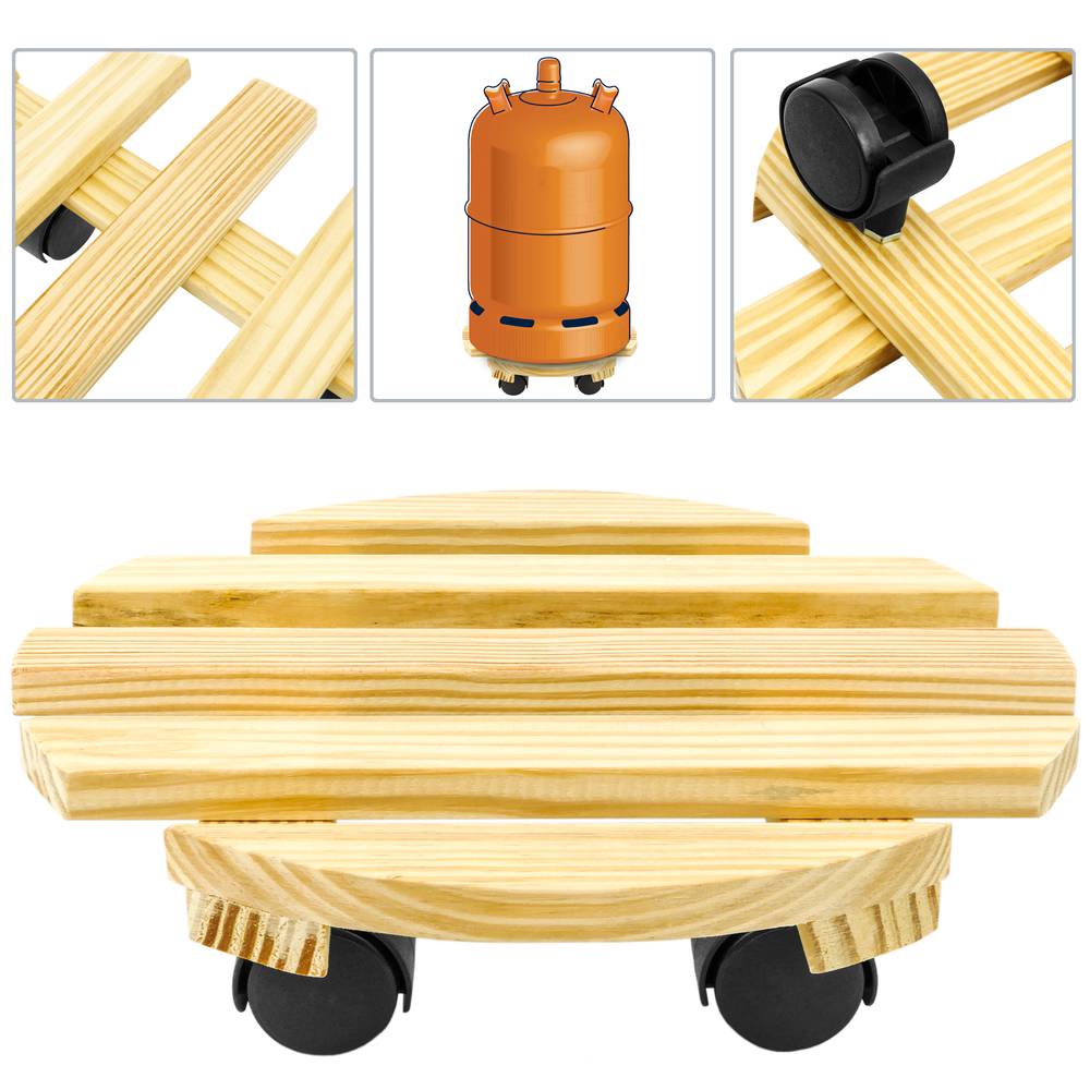 Rond houten platform met wielen 30 cm