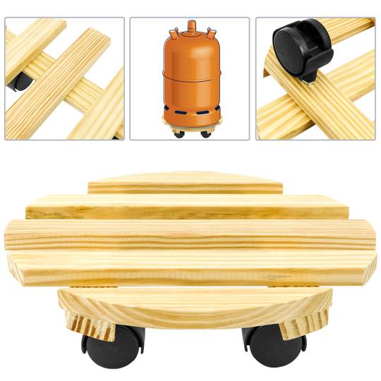 Rond houten platform met wielen 30 cm