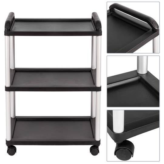 Carrinho de transporte com 3 bandejas 48 x 31 x 71 cm