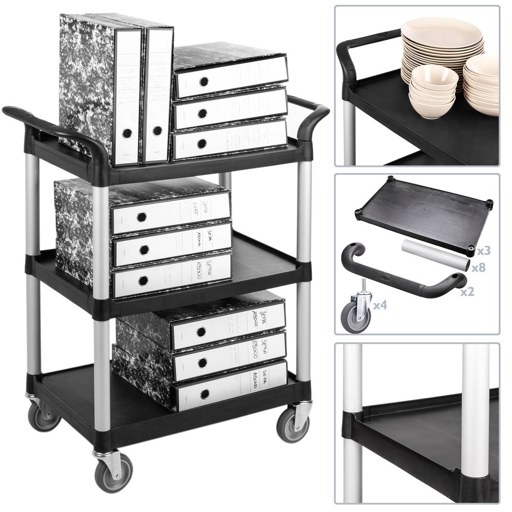 Carro de transporte con 3 bandejas 105 x 50 x 92 cm