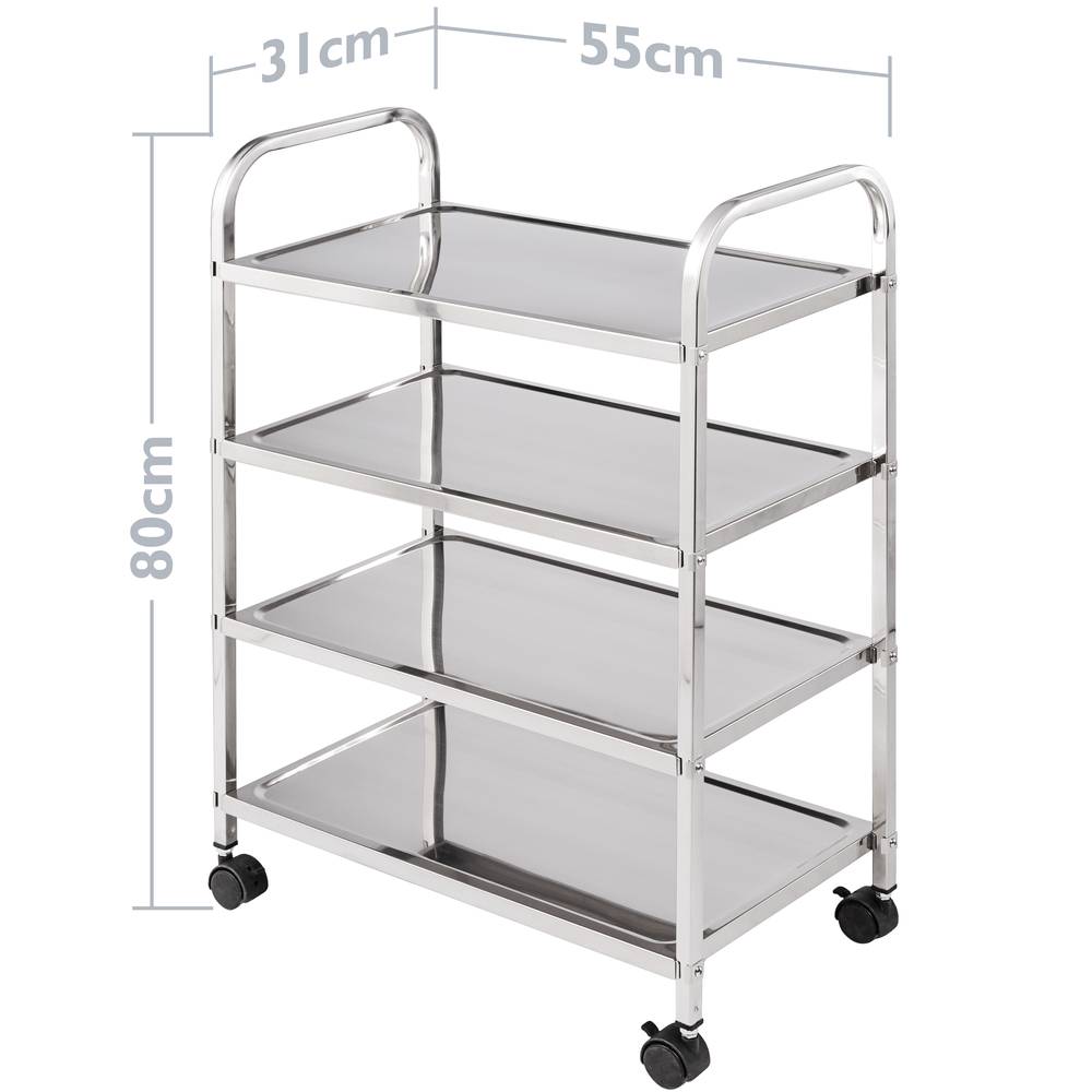 Transport trolley cart with 4 trays 55 x 31 x 80 cm