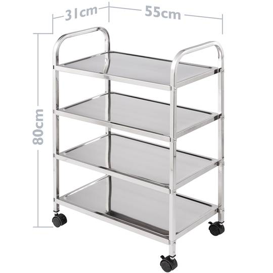 Transport trolley cart with 4 trays 55 x 31 x 80 cm