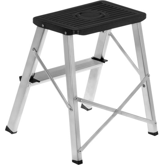 Sgabello leggero pieghevole in alluminio a 2 gradini con rilievo antiscivolo