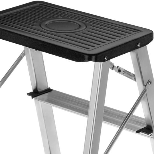 Taburete ligero de aluminio plegable de 3 peldaños con relieve antideslizante