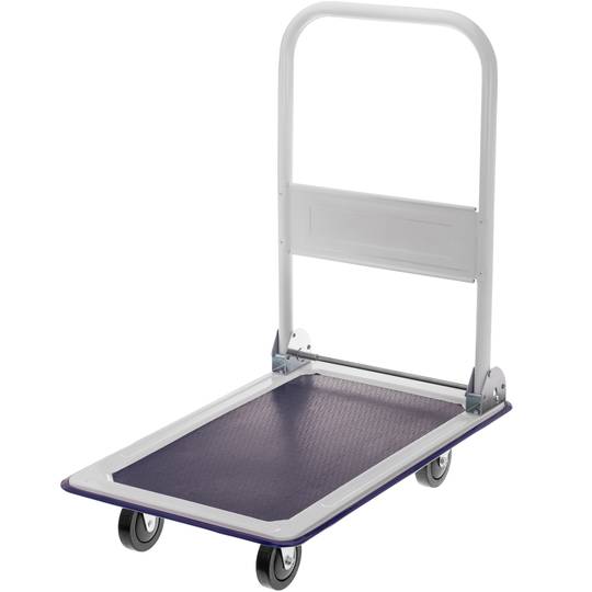 Folding metal wheelbarrow with 4 wheels 150 kg blue