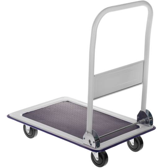 Folding metal wheelbarrow with 4 wheels 150 kg blue