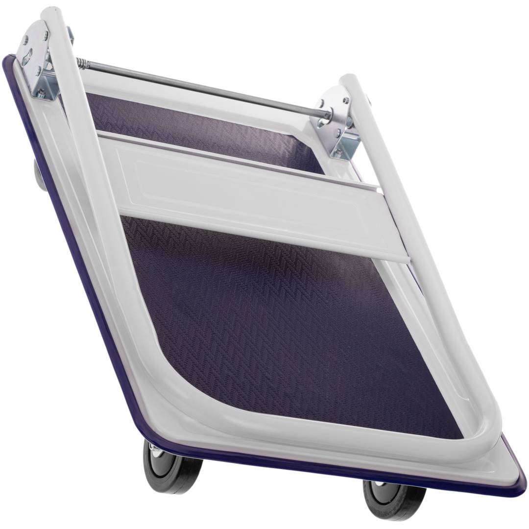 Folding metal wheelbarrow with 4 wheels 150 kg blue