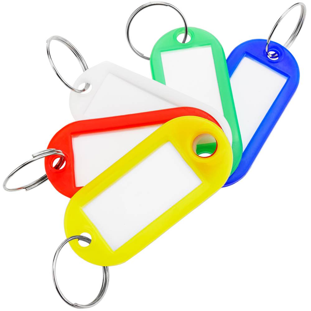 NUOLUX 60pcs Multicolore en Plastique Porte-clés étiquettes à Bagages avec Porte-clés Couleur aléatoire 