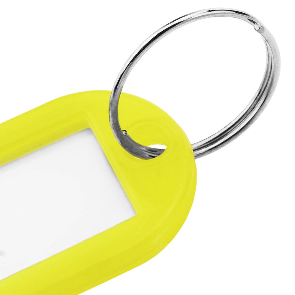 Porte Cles Etiquette, Porte-clés avec étiquettes Etiquette Porte Nom  Etiquette Clef Plastique (10 Couleurs, Paquet de 100)