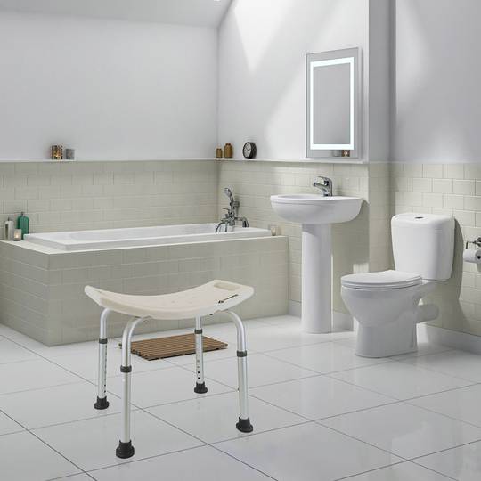 Taburete de ducha ergonómico antideslizante regulable en altura para baño