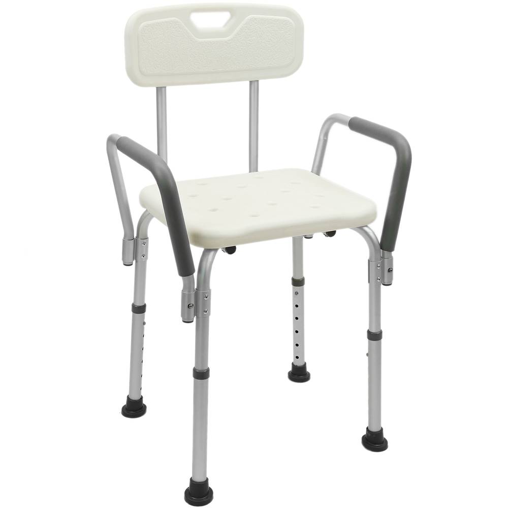 Height Adjustable Non Slip Shower Chair With Armrests For Seniors Cablematic