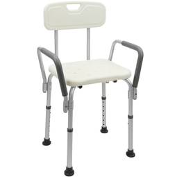 Shower chair with armrest and adjustable height for elderly