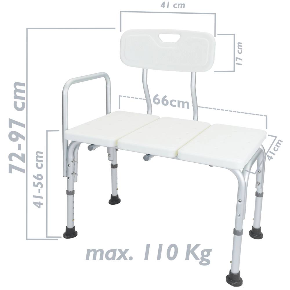PrimeMatik Bathtub seat adjustable in height with armrest for seniors 