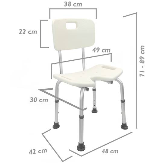 In hoogte verstelbare antislip douchestoel voor senioren met gat