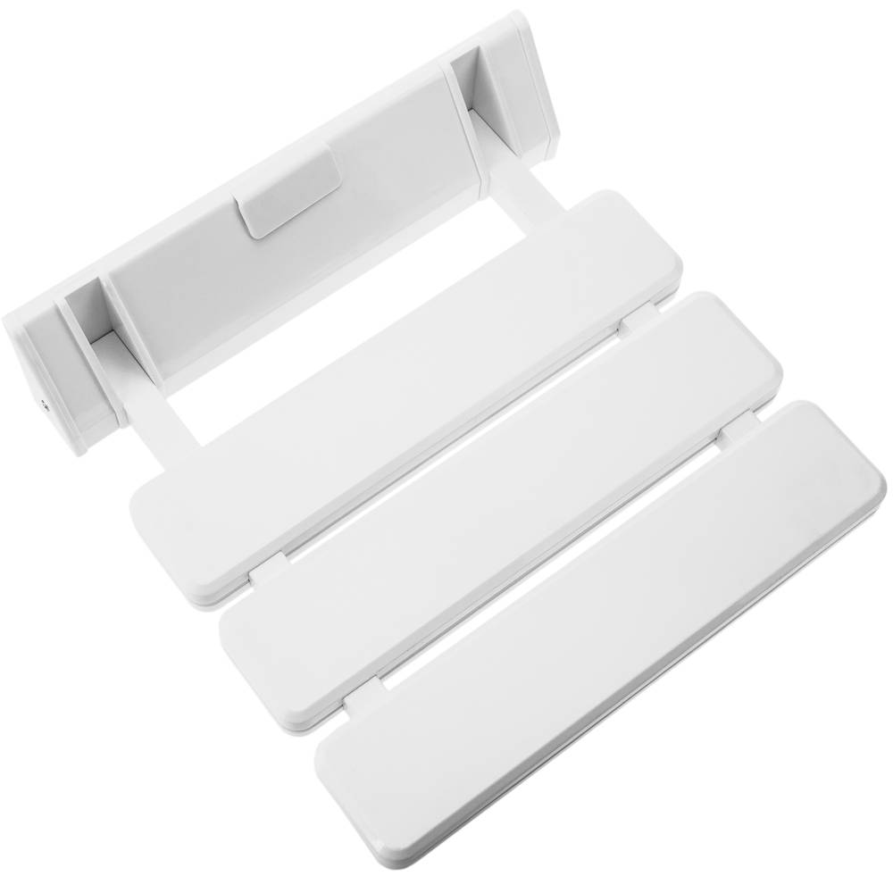 Duschklappsitz. Faltender Duschsitz. Duschstuhl aus Kunststoff und Aluminium weiss 320x328mm