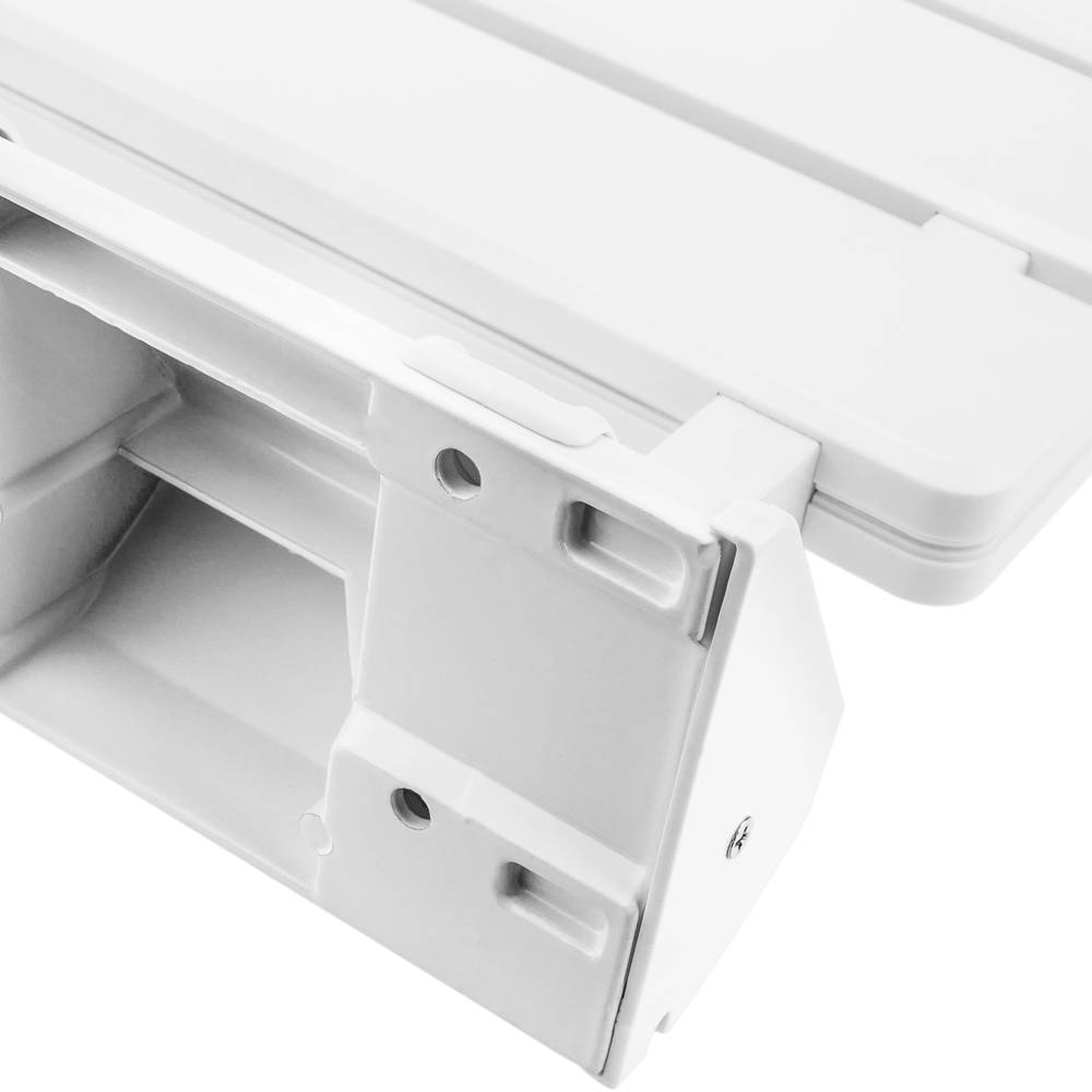 Duschklappsitz. Faltender Duschsitz. Duschstuhl aus Kunststoff und Aluminium weiss 320x328mm