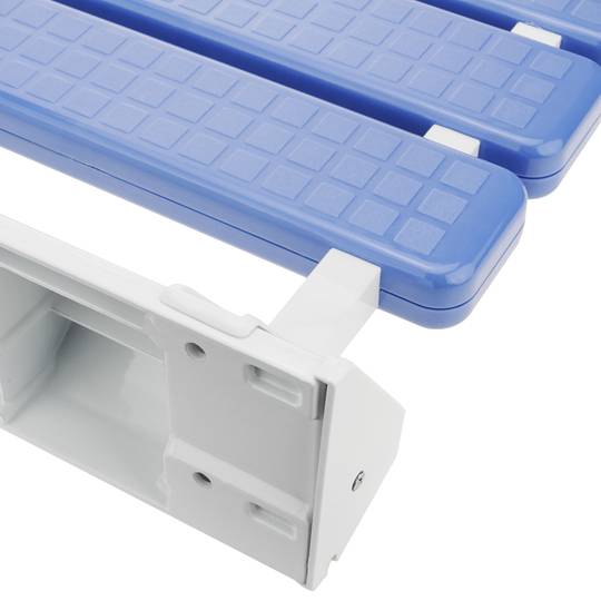 Assento de banho dobrável. Cadeira de chuveiro para idosos em plástico e alumínio azul 320x328mm