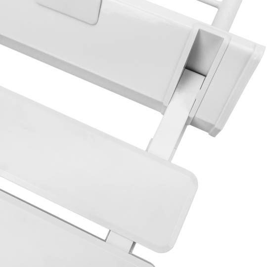 Seient de dutxa abatible. Cadira plegable amb peus de plàstic i alumini gris 320x328mm