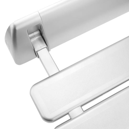 Siège de douche rabattable. Chaise pliant en plastique et aluminium argent 350x348mm